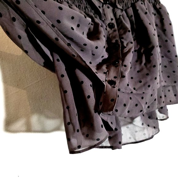 Guess Gray Polka Dots Sheer Blouse Like New S - Picture 6 of 8